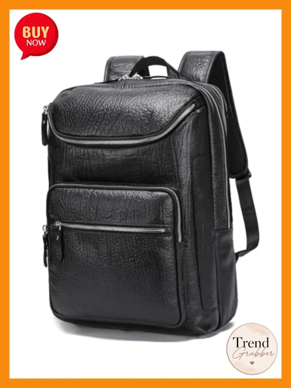 Men's Leather Laptop Backpack 16 inch Travel Rucksack Full Grain Cowhide